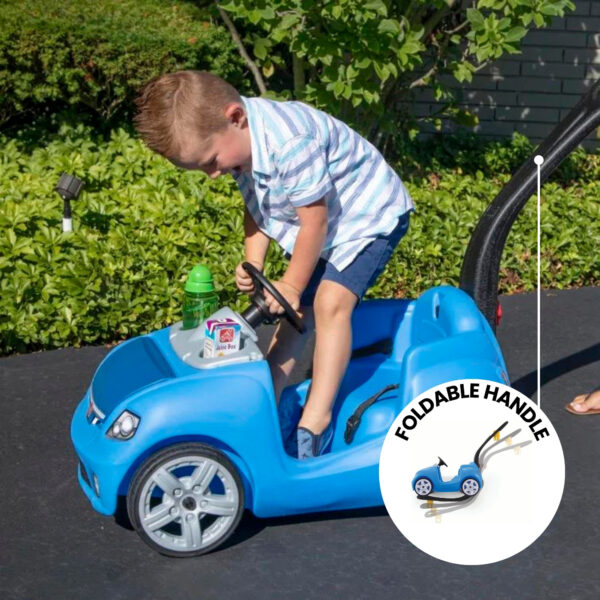 Step2 Whisper Ride II, Single Seater Kids Push Car, Easy to Store Ride On Toy with Seatbelt, Horn and Storage Trunk, Suitable for Children both Boys and Girls Aged 18m and Above, Blue