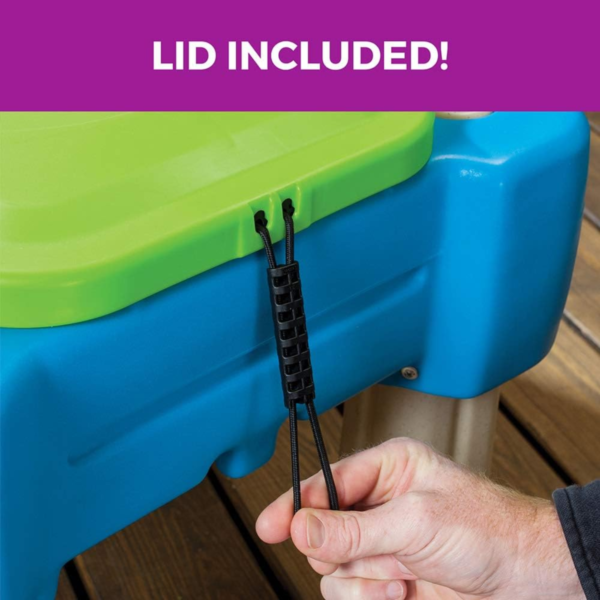 Step2 Cascading Cove with Umbrella, Outdoor Sand and Water Table with Lid, Sensory Playset, Activity Toy with6 Piece Accessories Include Boats, Shovel and Bucket, Backyard STEM Toyfor KidsAged 1.5+