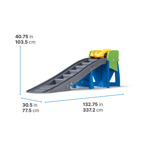 Step2 Extreme Coaster, 9 ft Indoor and Outdoor Toy with Coaster Car, 36 kg Weight Capacity Push Ride On Toy, Single Car with Holding Grips and Foot Rest, Suitable for Boys and Girls Aged 3+