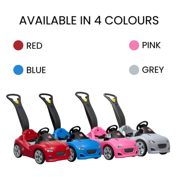 Step2 Whisper Ride Cruiser, Single Seater Kids Push Car, Easy to Store Ride On Toy with Seatbelt, Horn and Storage Trunk, Suitable for Children both Boys and Girls Aged 18m and Above, Red