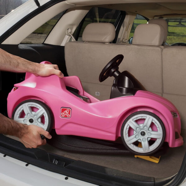 Step2 Whisper Ride Cruiser, Single Seater Kids Push Car, Easy to Store Ride On Toy with Seatbelt, Horn and Storage Trunk, Suitable for Children both Boys and Girls Aged 18m and Above, Pink