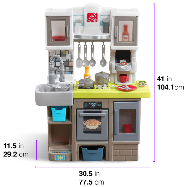 Step2 Contemporary Chef Kitchen, Kitchen Playset with 25 Piece Accessories Including Pots and Pans, Folk and Spoon, Indoor and Outdoor Roleplay ToySuitable for Children both Boys and Girls Aged 2+