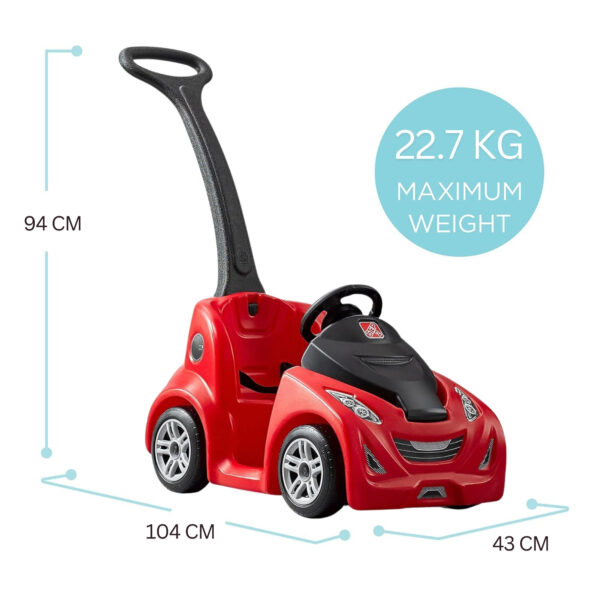 Step2 Buggy GT, Single Seater Kids Push Car, Easy to Store Ride On Toy with Seatbelt, Horn and Storage Trunk, Suitable for Children both Boys and Girls Aged 18m and Above, Red