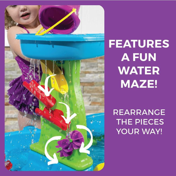 Step2 Rain Showers Splash Pond Water Table with Umbrella, Indoor and Outdoor Water Table, Sensory Playset and Activity Toy, Rain Shower Wall, 13 Piece Accessories Set, Toy for Toddlers Aged 1.5+