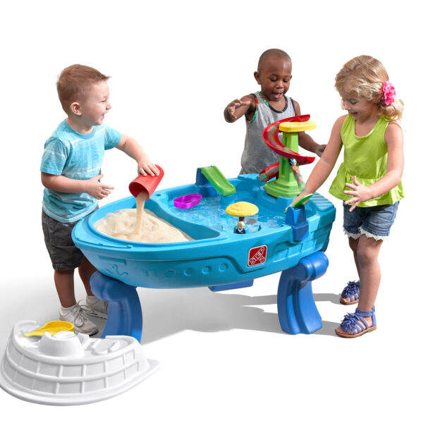 Step2 Fiesta Cruise Sand & Water Table, Indoor and Outdoor Sand and Water Table, Sensory Playset, Activity Toy with10 Piece Accessories, STEM Toy and Activity Centre, Suitable for Children Aged 2+